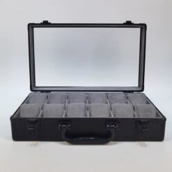 Rokxor Collectico Black Metal Case Glass Top Watch Organiser with 12 Slots - Image 3