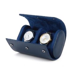 Rokxor Travel Roll Double Watch Case Blue Leather
