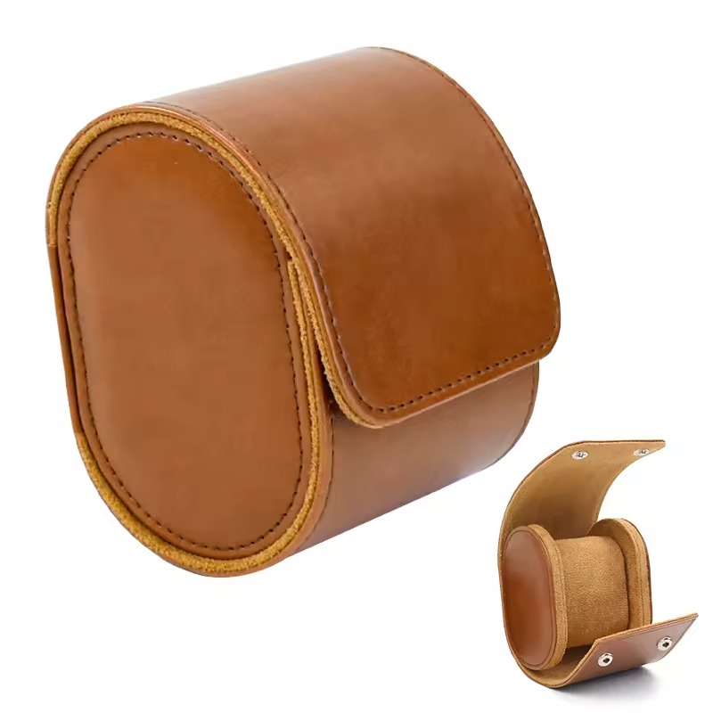 Rokxor Travel Roll Single Watch Case Brown Leather