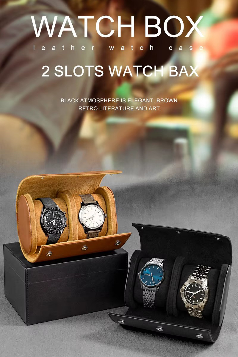 Rokxor Travel Roll Double Watch Case Black Leather - Image 6
