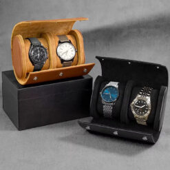Rokxor Travel Roll Double Watch Case Black Leather - Image 5