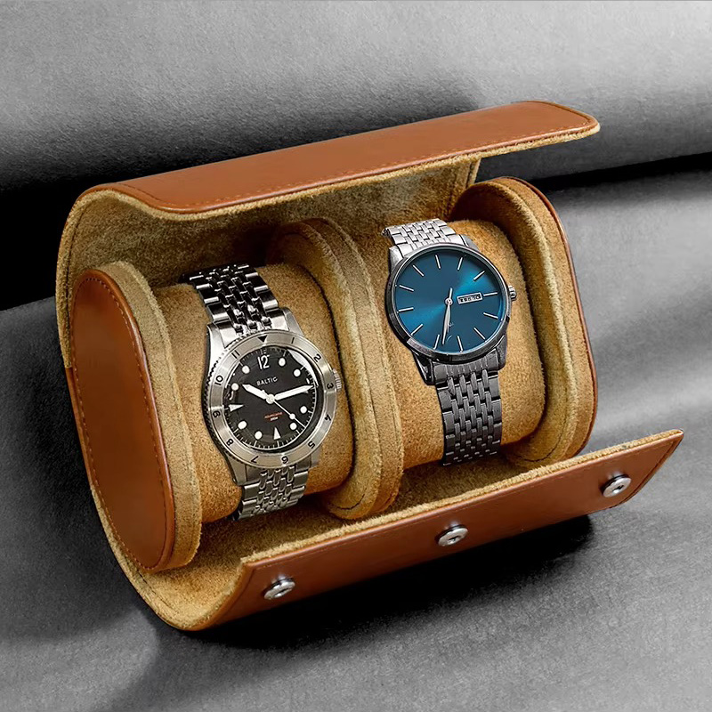 Rokxor Travel Roll Double Watch Case Black Leather - Image 4