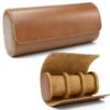 Rokxor Travel Roll Triple Watch Case Brown Leather