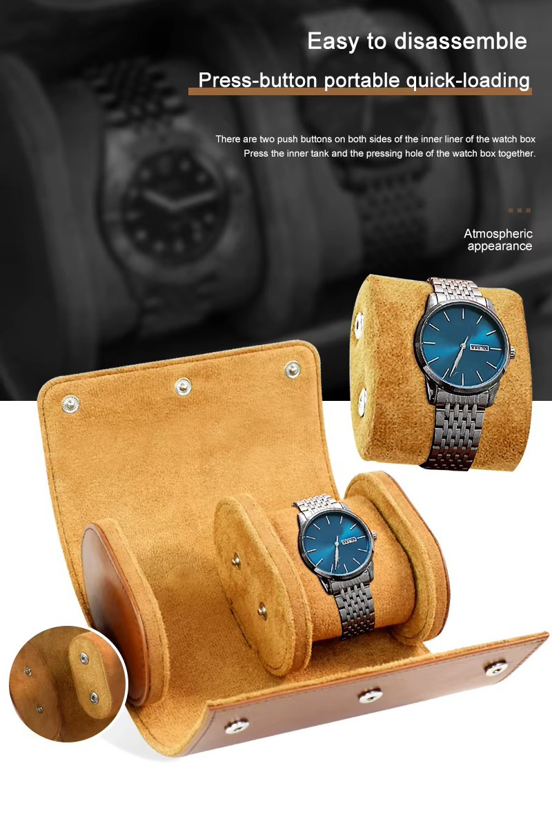 Rokxor Travel Roll Double Watch Case Brown Leather - Image 8