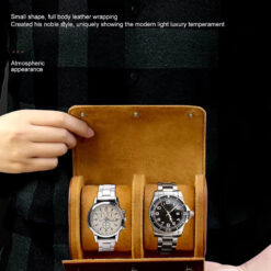Rokxor Travel Roll Double Watch Case Brown Leather - Image 7