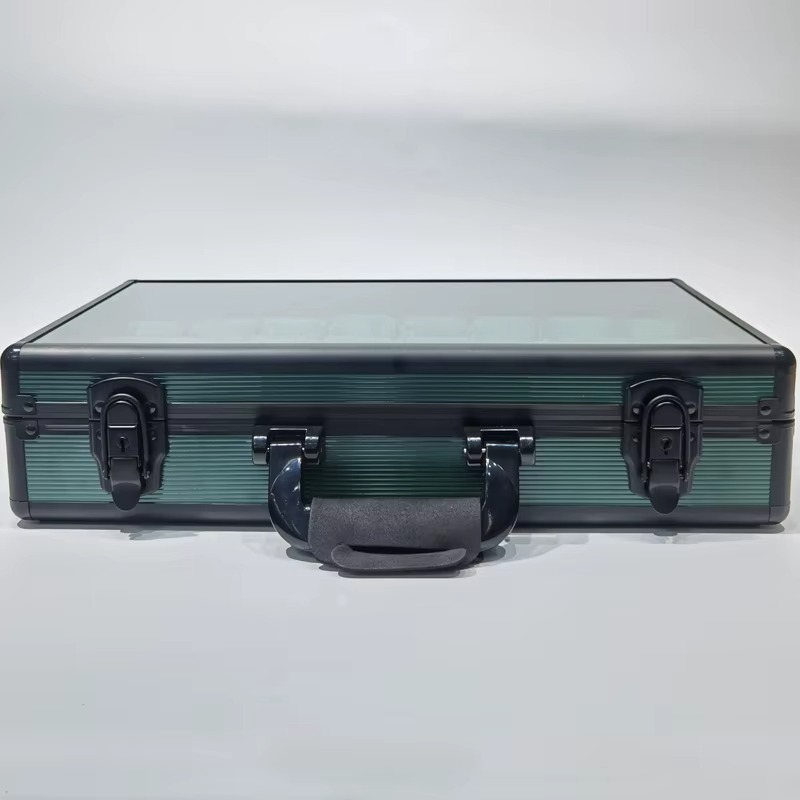 Rokxor Collectico Green Metal Case Watch Organiser with Glass Top 24 Slots - Image 4