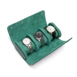 Rokxor Travel Roll Triple Watch Case Green Leather