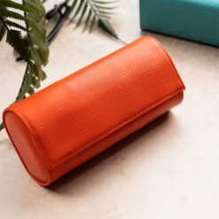 Rokxor Travel Roll Triple Watch Case Orange Textured Leather - Image 5