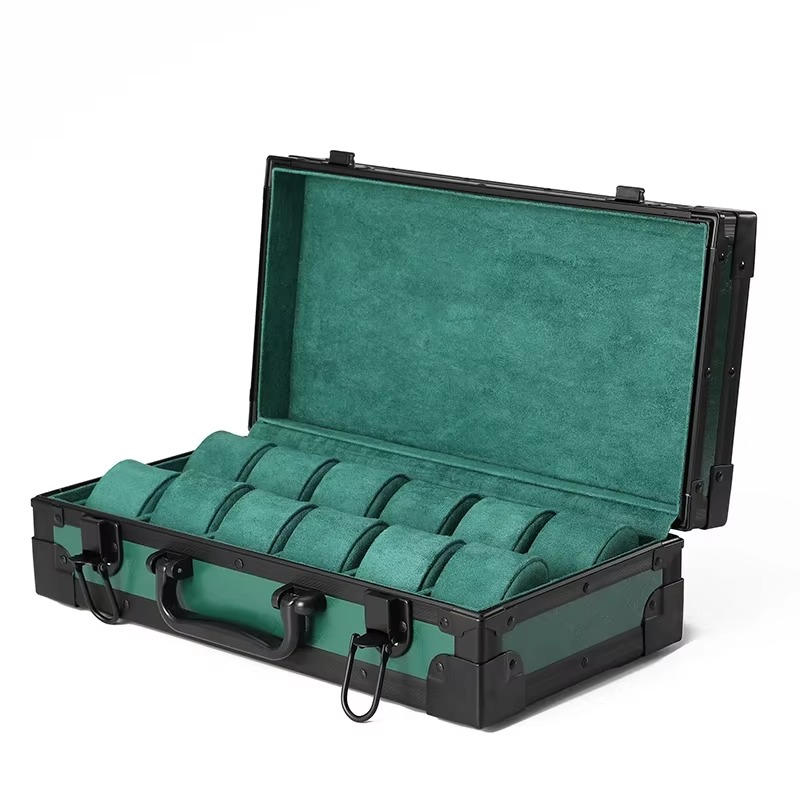 Rokxor Collectico Green Metal Case Watch Organiser with 12 Slots - Image 8