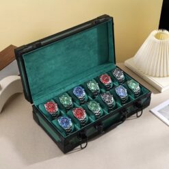Rokxor Collectico Green Metal Case Watch Organiser with 12 Slots