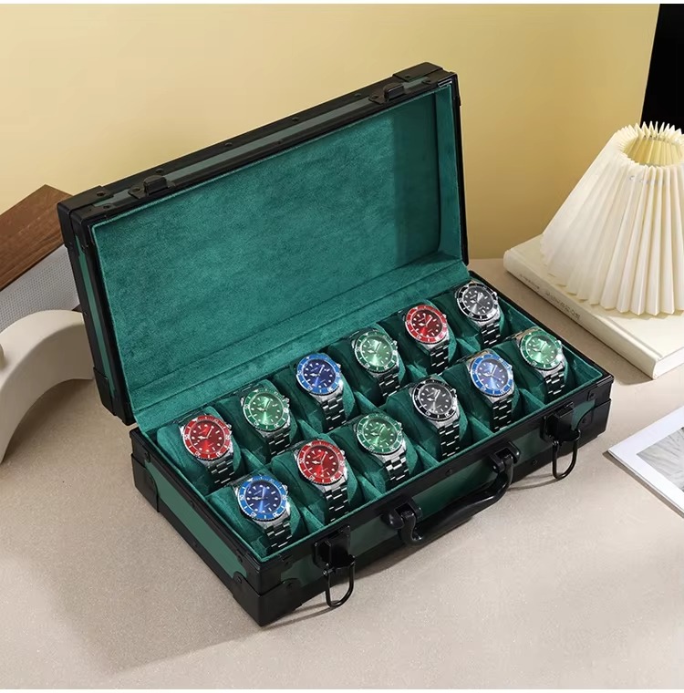 Rokxor Collectico Green Metal Case Watch Organiser with 12 Slots
