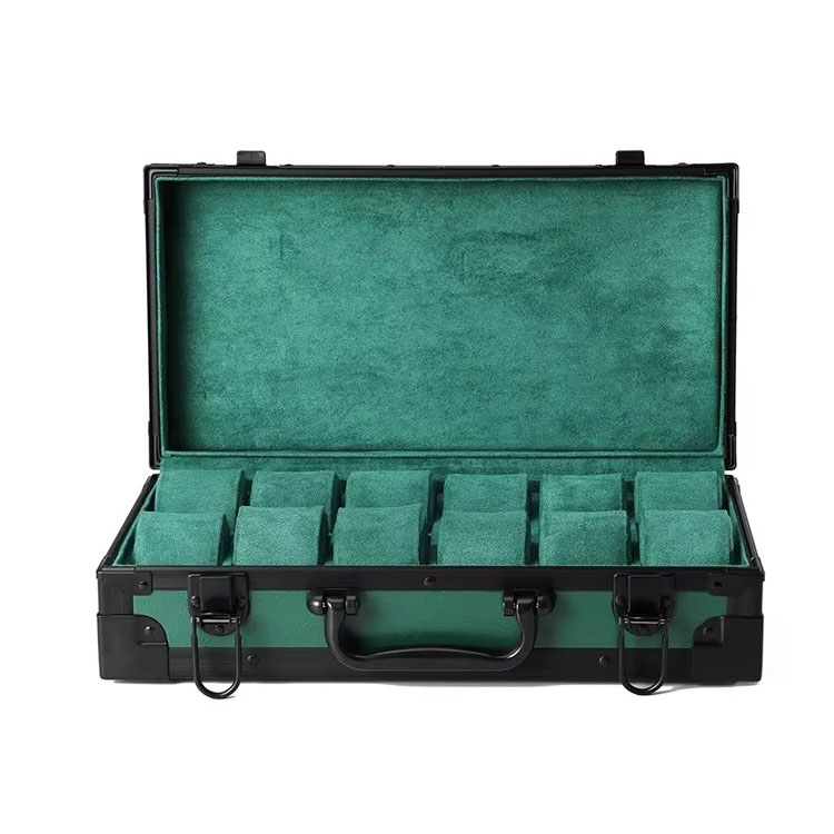 Rokxor Collectico Green Metal Case Watch Organiser with 12 Slots - Image 5