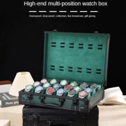 Rokxor Collectico Green Metal Case Watch Organiser with 18 Slots