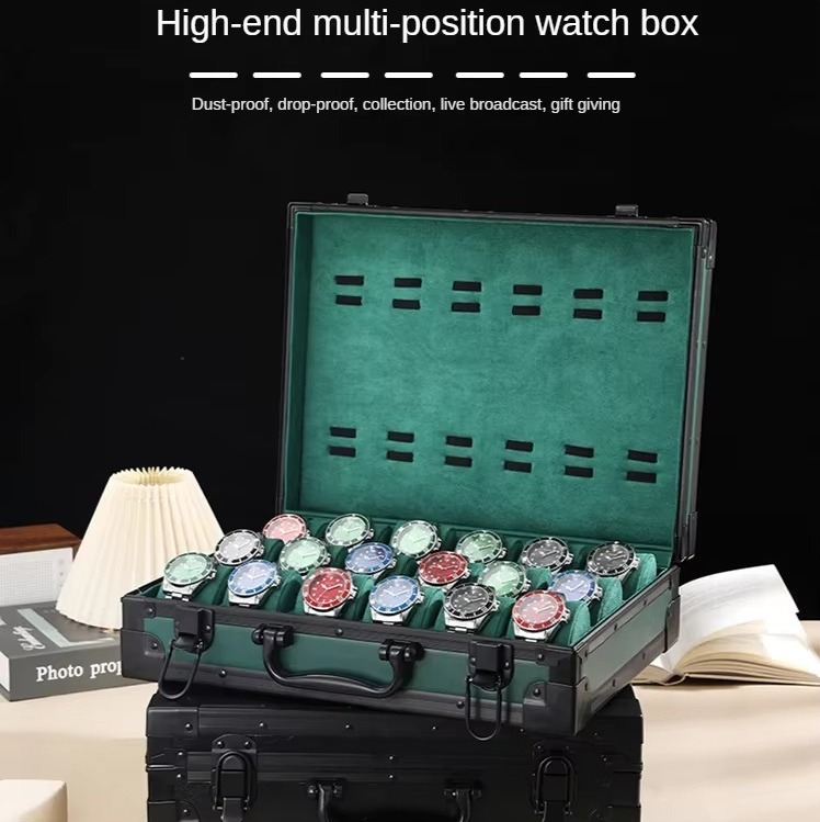 Rokxor Collectico Green Metal Case Watch Organiser with 18 Slots
