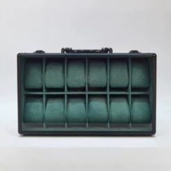 Rokxor Collectico Green Metal Case Glass Top Watch Organiser with 12 Slots - Image 3