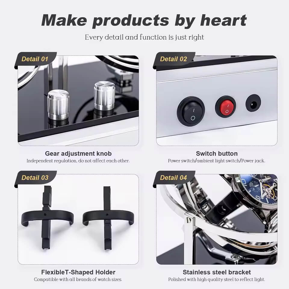 Details of Rokxor Silver Double axis watch winder